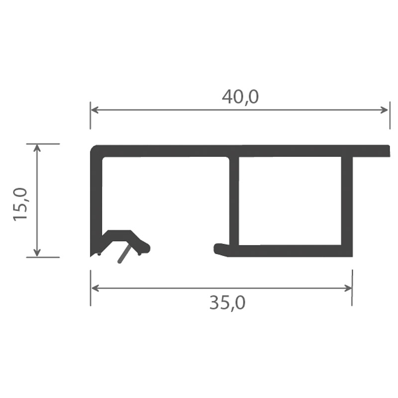 Anschluß-Profil 40 mm Lg. 6,00 mklipsbar, Weiß, mit Nase, Produktbild BIGSKZ L