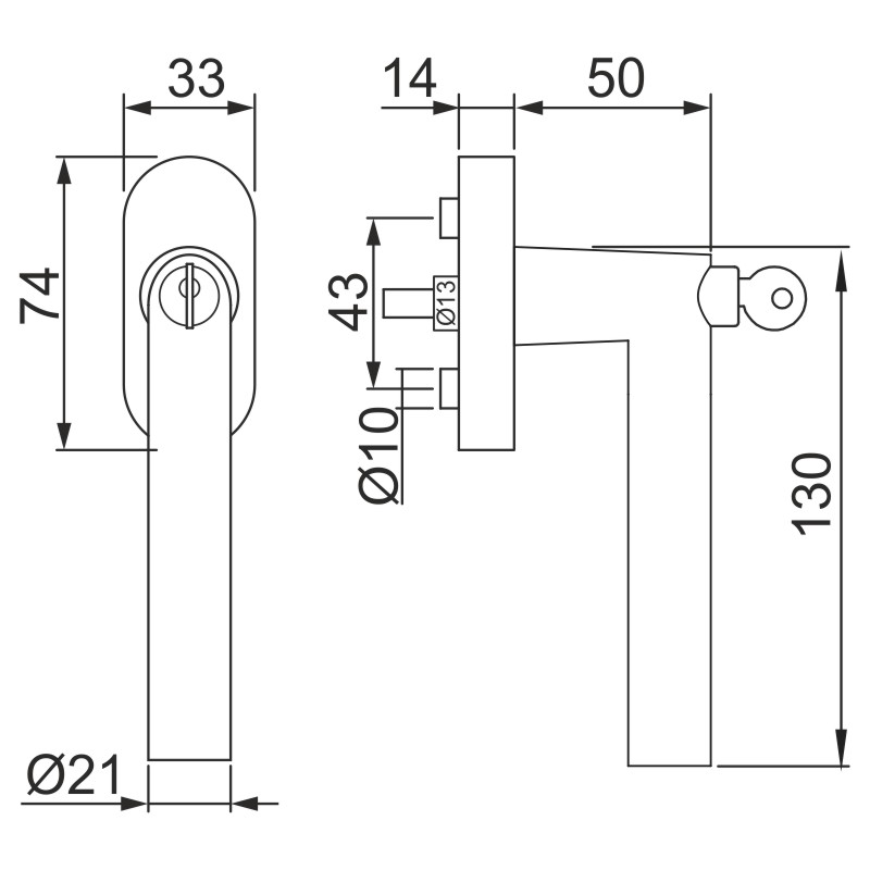 greenteQ Fenstergriff FG61D.SG100.ER 100NM mit Druckknopf abschließbar - inkl. Schrauben Produktbild BIGSKZ L