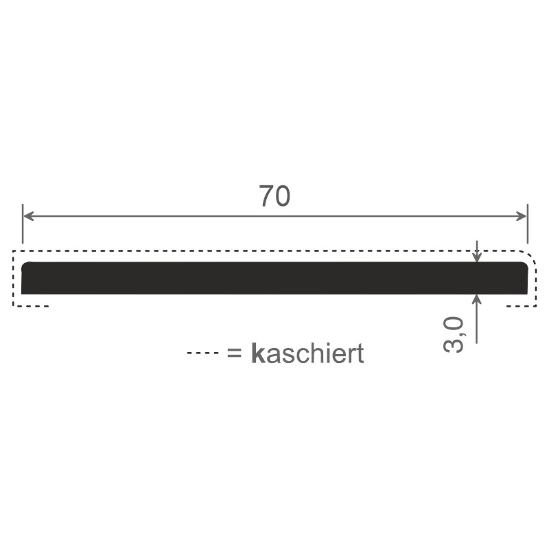 Flachprofil 70x3 mm Lg. 6,00 mfoliert314 9008-167 EICHE RUSTIKAL [23] Produktbild BIGSKZ L