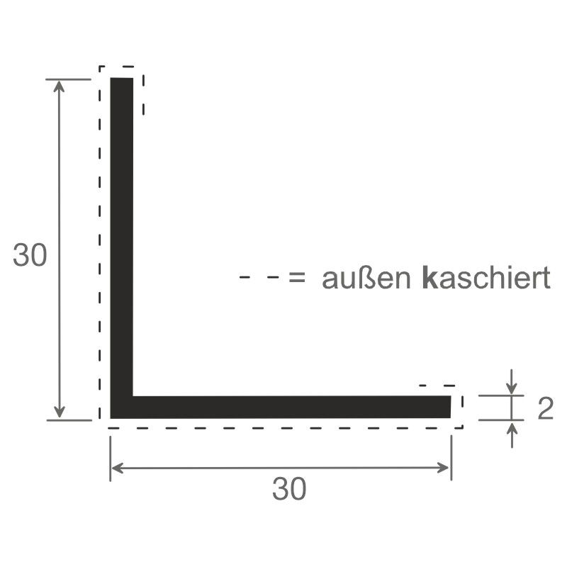 Winkelprofil 30x30x2 mm Lg. 6,00 mAußen foliert51 5005-167 STAHLBLAU [45] Produktbild BIGSKZ L