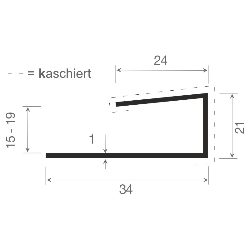 U-Profil 34x21x24 mm Lg. 6,00 mfoliert30 0305-167 RUBINROT [16] Produktbild BIGSKZ L