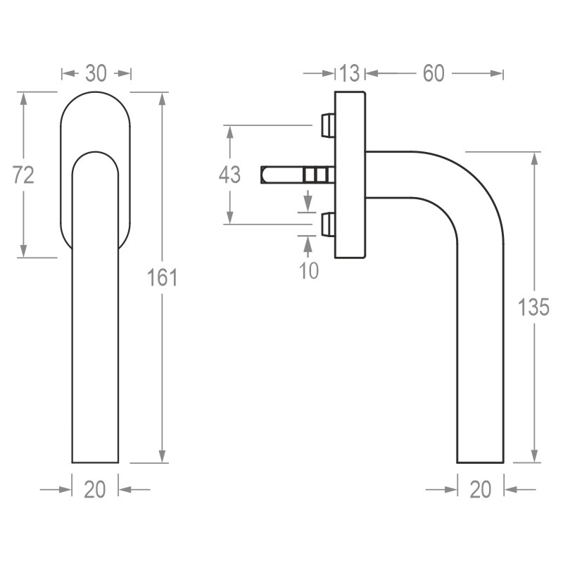 greenteQ Fenstergriff FG62L.V.ER mit variablem Vierkantstift Produktbild BIGSKZ L