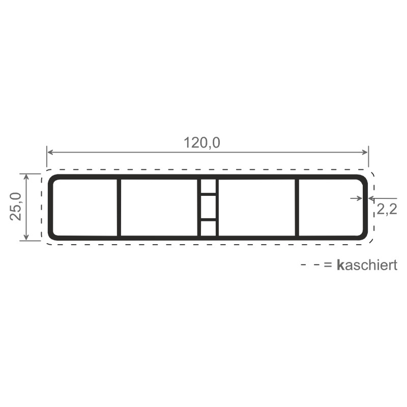 Hohlkammerprofil 120x25 mm Lg. 6,00 mfoliert61 2505-167 DUNKELGRÜN [49] Produktbild BIGSKZ L