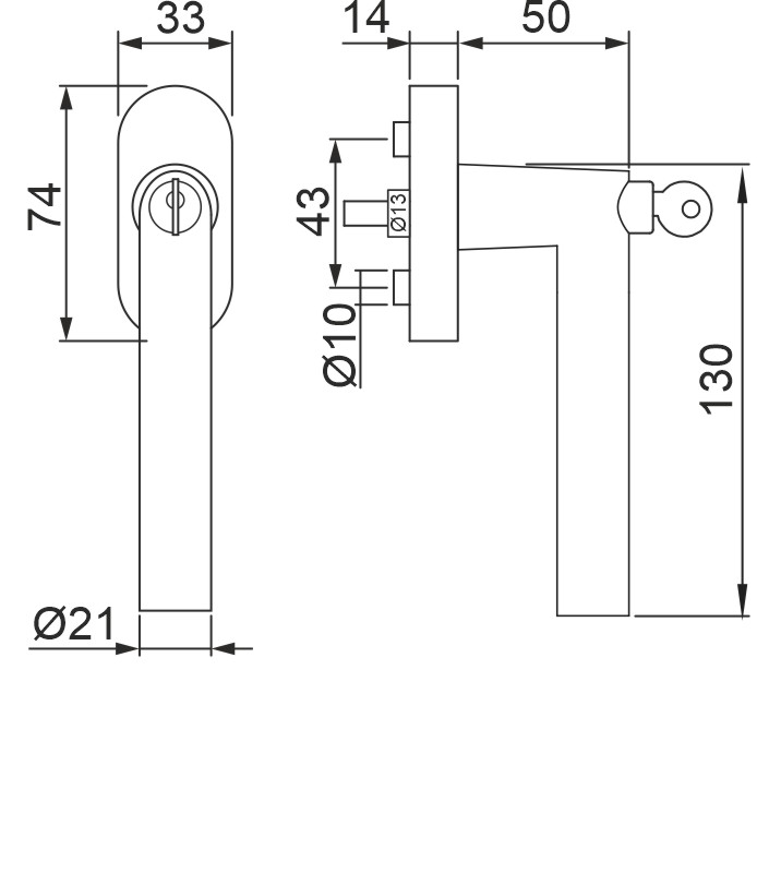 greenteQ Fenstergriff FG61D.SG100.ER 100NM mit Druckknopf abschließbar - inkl. Schrauben Produktbild BIGSKZ L