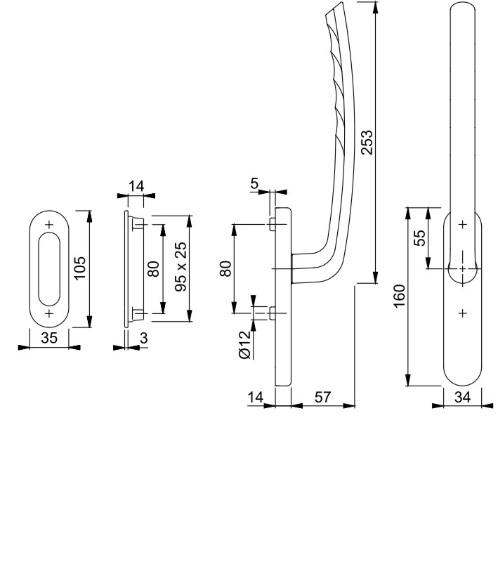 HOPPE Hebe-Schiebetür-Garnitur TOKYO HS-0571/431N-AS/422 - inkl. Schrauben Produktbild BIGSKZ L