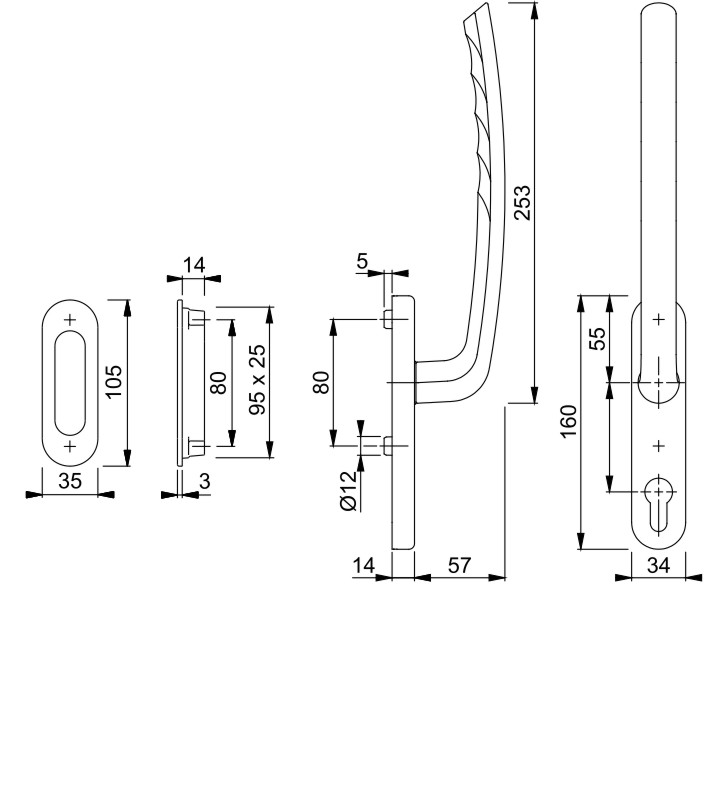 HOPPE Hebe-Schiebetür-Garnitur TOKYO HS-0571/431N-AS/422 - inkl. Schrauben Produktbild BIGSKZ L