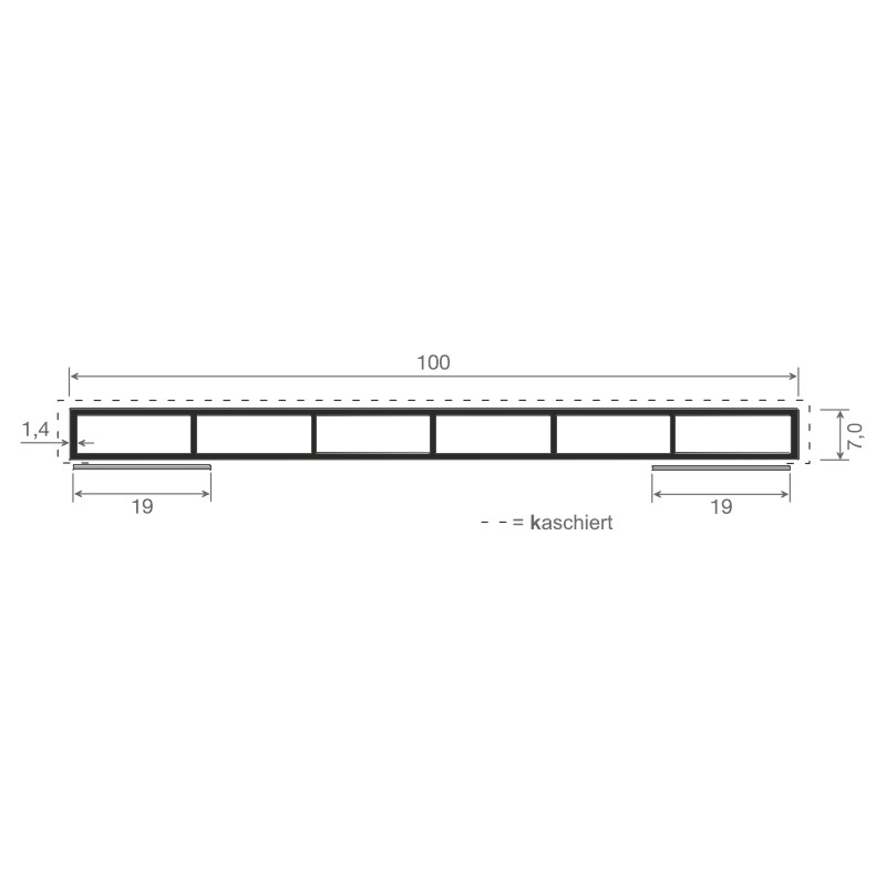Kammerprofil 100x7 mm SK Lg. 6,00 mfoliert, ohne NasePX 7905 CREMEWEIß [76] Produktbild BIGSKZ L