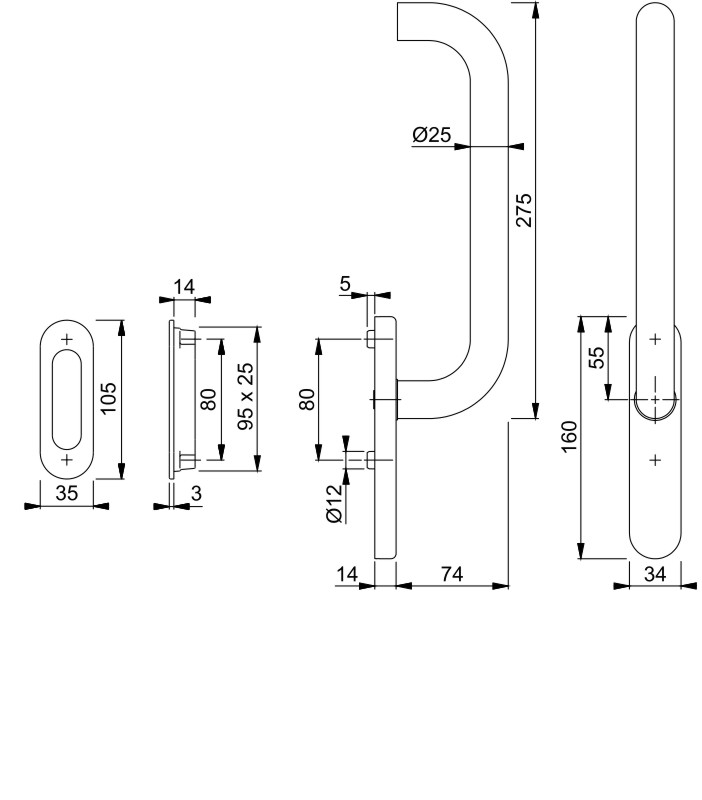 HOPPE Hebe-Schiebetür-Garnitur PARIS HS-E038F-25/431N-AS/422 - inkl. Schrauben Produktbild BIGSKZ L