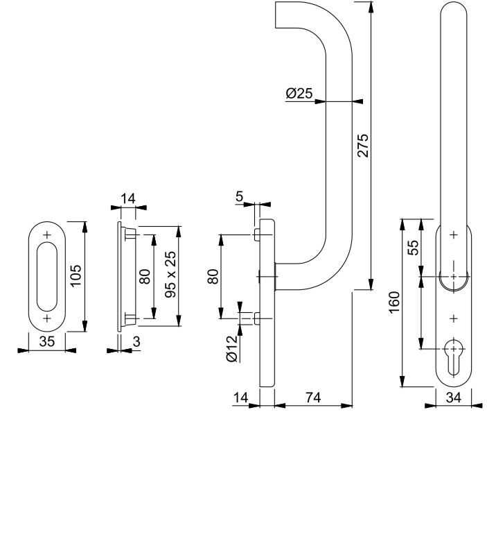 HOPPE Hebe-Schiebetür-Garnitur PARIS HS-E038F-25/431N-AS/422 - inkl. Schrauben Produktbild BIGSKZ L