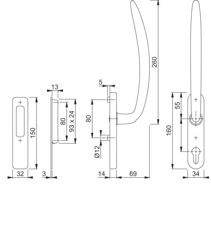 HOPPE Hebe-Schiebetür-Garnitur ATLANTA HS-M0530/431N-AS/423 - inkl. Schrauben Produktbild BIGSKZ L
