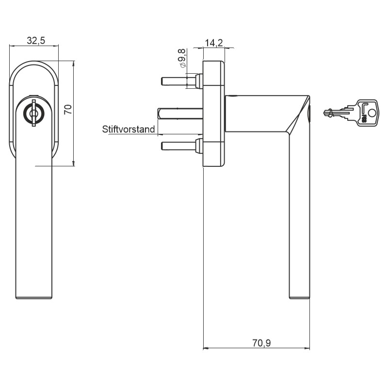 FSB Fenstergriff 34 1108 Edelstahl fein matt gebürstet 6204, abschließbar 100 Nm, ovale Rosette, variabler Vierkantstift vorstehend 36-41 mm, 7 mm, No Produktbild BIGSKZ L