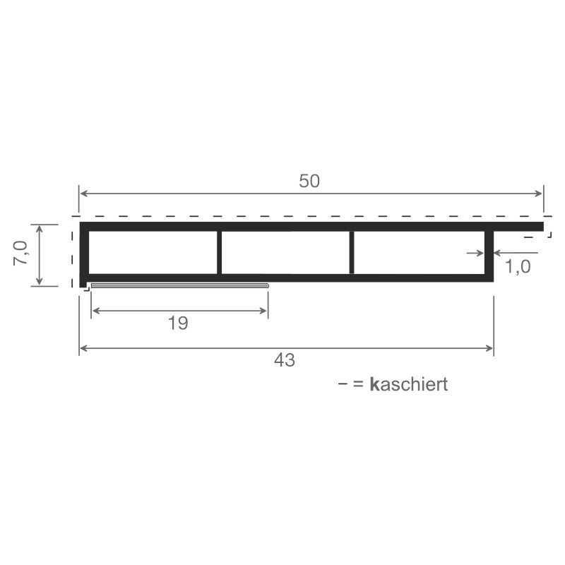 Kammerprofil 50x7 mm SK Lg. 6,00 mfoliert, mit Nase61 1005-167 SMARAGDGRÜN [48] Produktbild BIGSKZ L