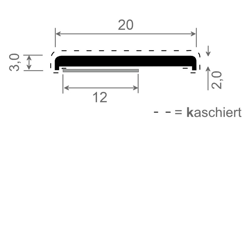 MENKE PVC-Flachprofil mit abgerundeten Ecken und Schaumklebeband Produktbild BIGSKZ L