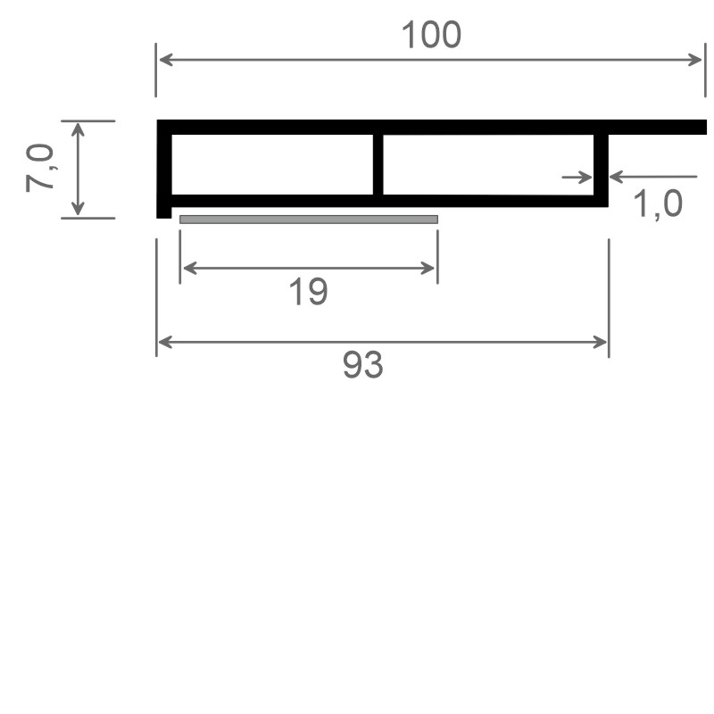 Kammerprofil 100x7 mm SK Lg. 6,00 m mit Nase, Weiß, VE 60 m Produktbild BIGSKZ L