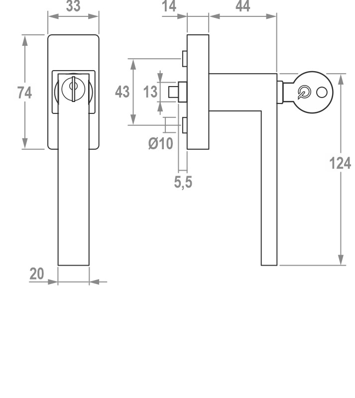 greenteQ Fenstergriff FG81.SG100.ER abschließbar - 100NM Produktbild BIGSKZ L
