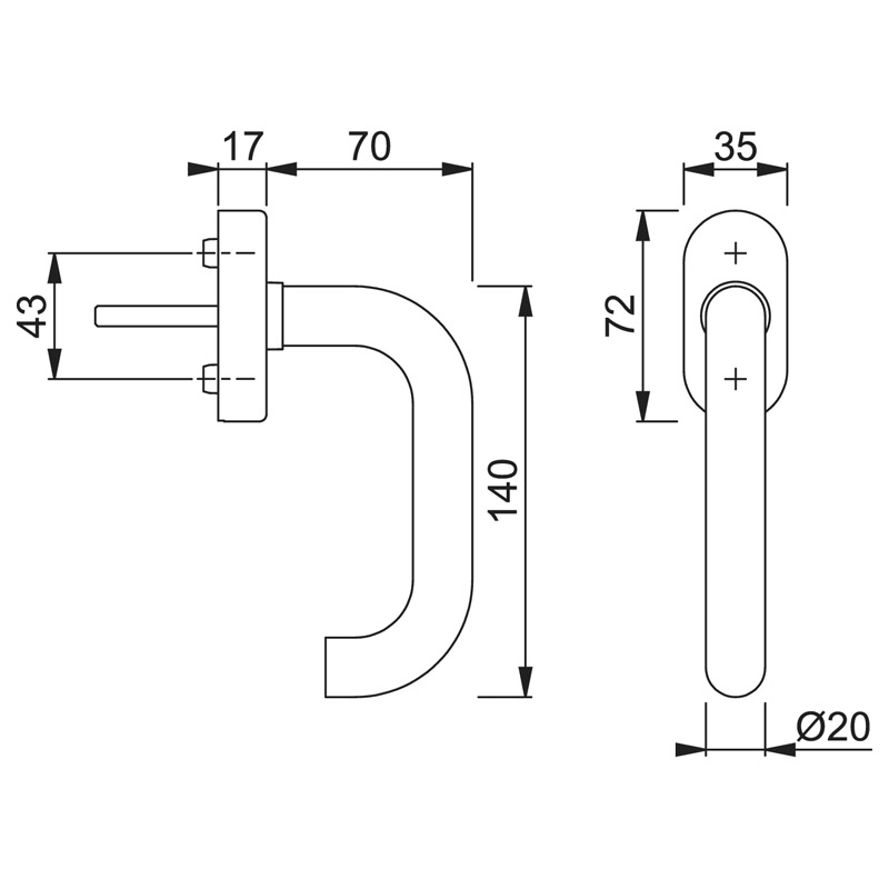 HOPPE Fenstergriff PARIS E038/UD9056 SecuForte® - inkl. Schrauben Produktbild BIGSKZ L