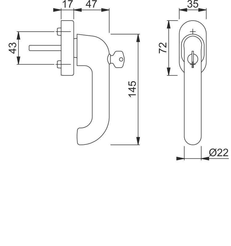 HOPPE Fenstergriff PARIS E038S/UD9056 TBT4 SecuForte® abschließbar - inkl. Schrauben Produktbild BIGSKZ L
