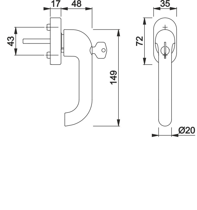 HOPPE Fenstergriff PARIS 038S/UD9056 SecuForte® abschließbar - inkl. Schrauben Produktbild BIGSKZ L