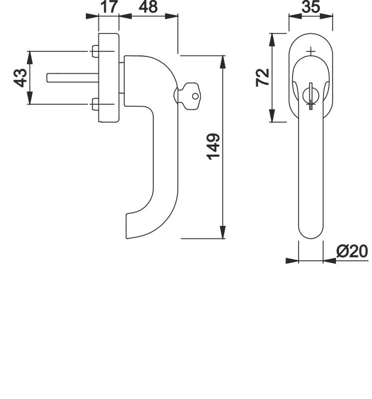 HOPPE Fenstergriff PARIS 038S/UD9056 TBT4 SecuForte® abschließbar - inkl. Schrauben Produktbild BIGSKZ L
