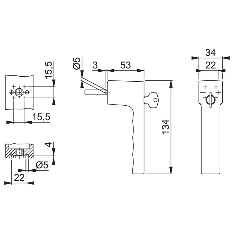 Fenstergriff Toulon AL F1 0737RLS 7/37 mm, 90° mit Schrauben 3x20 mm Kompakt Produktbild BIGSKZ L