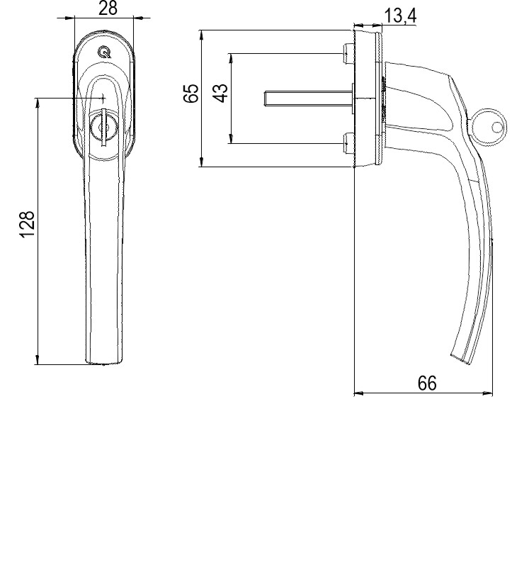 greenteQ Fenstergriff FG31.SG100.AL abschließbar - 100Nm inkl. Schrauben Produktbild BIGSKZ L