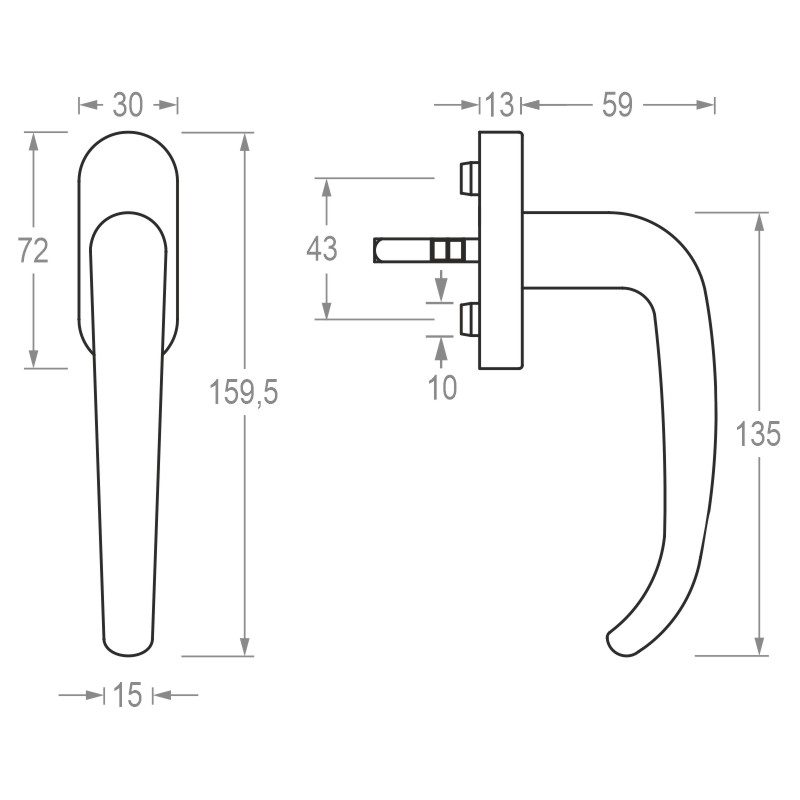 greenteQ Fenstergriff FG65H.V.ER mit variablem Vierkantstift Produktbild BIGSKZ L