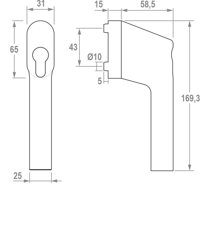greenteQ Fenstergriff FG61.SG100.PZ.ER abschließbar - 100NM inkl. Schrauben Produktbild BIGSKZ L