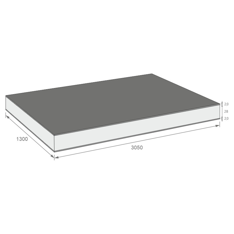 greenteQ Sandwichplatte HPL/HPL beidseitig foliert Renolit, XPS-Kern, Farbtöne Produktbild BIGSKZ L