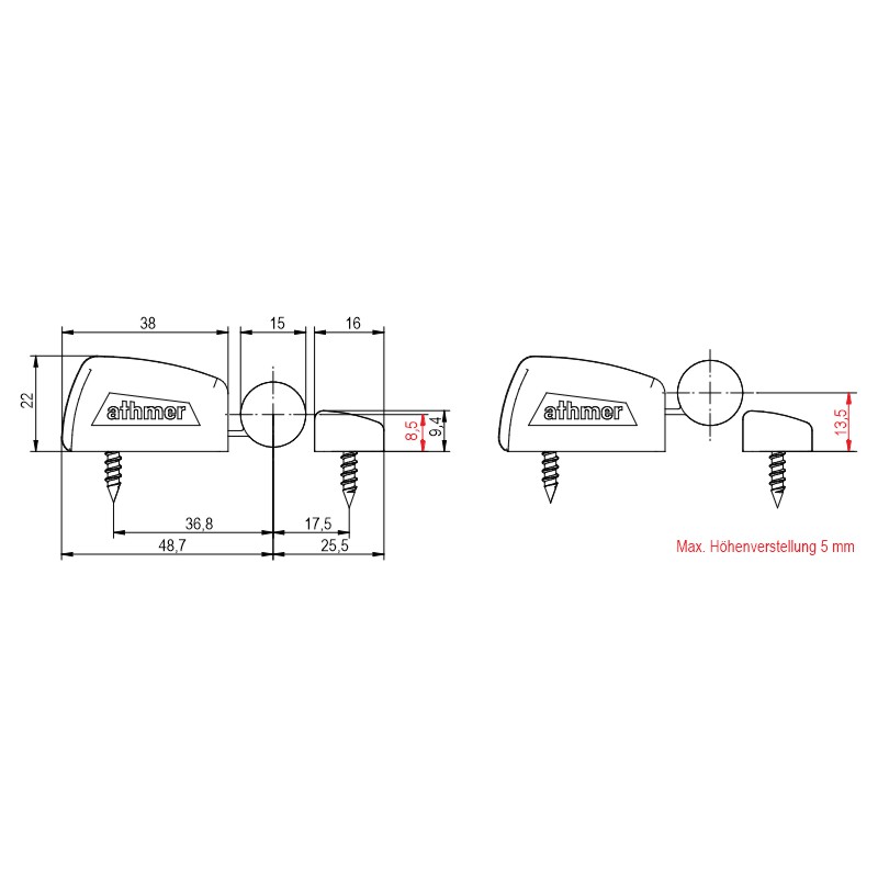 ATHMER Schutzsystem BR-15+ für flächenbündige Türen mit Rollenbändern Produktbild BIGSKZ L