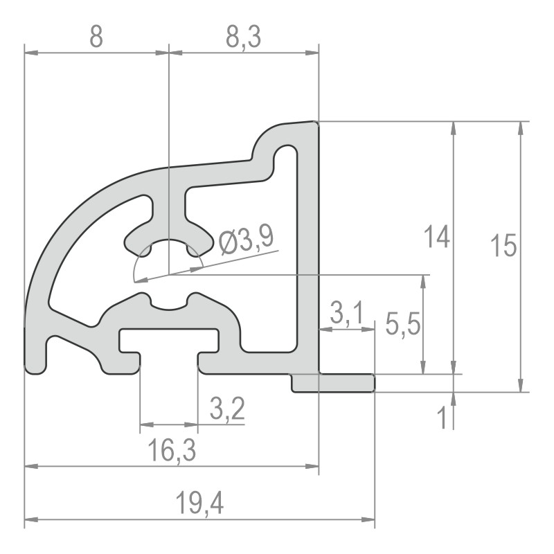 greenteQ Wetterschenkel Design II 1-teilig AD mit Anschlag EV1 eloxiert Produktbild BIGSKZ L