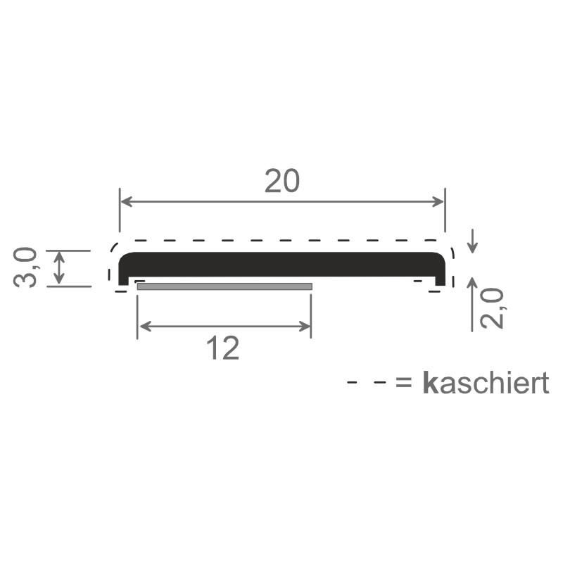 Flachprofil 20x3/2 mm SK Lg. 6,00 mfoliert470 6003 MATTEX ANTHRAZITGRAU [161] Produktbild BIGSKZ L
