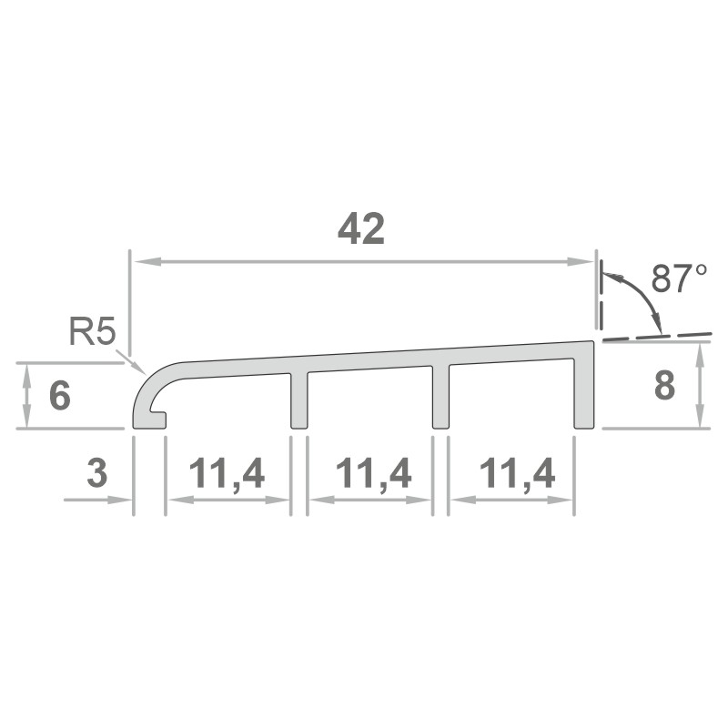 greenteQ Zusatzprofil 42x8 mm für innen/außen EV1 Produktbild BIGSKZ L