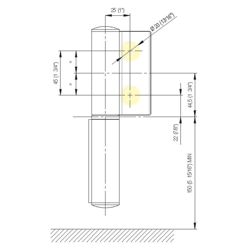 Selbstschließ.Bandsystem EVO EV 835E10 N für Anschlagtür, EV1 silber Natur, eloxiert 20 Mikron (CO 002) L 835E10NL02 Produktbild BIGSKZ L