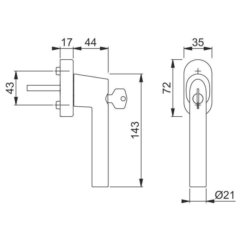 HOPPE Fenstergriff AMSTERDAM 400S/US9056 100NM Secustik® abschließbar - inkl. Schrauben Produktbild BIGSKZ L