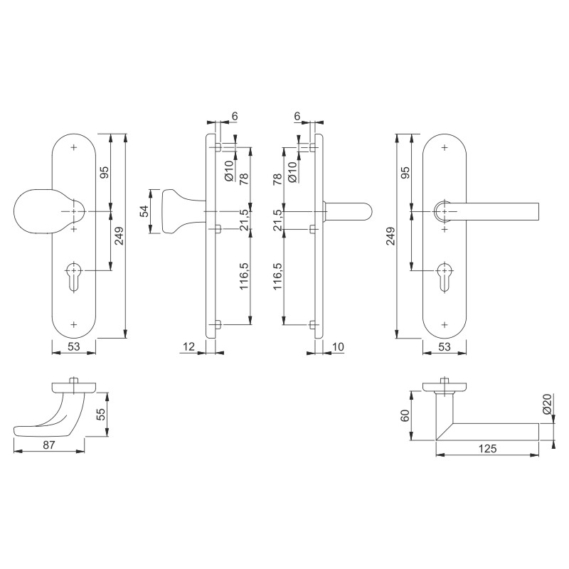 Zimmertür-Schutzwechselgarnitur E86G/3332ZA/3310/1400Z SST ES1 PZ F69 37-47 mm Türstärke Produktbild BIGSKZ L