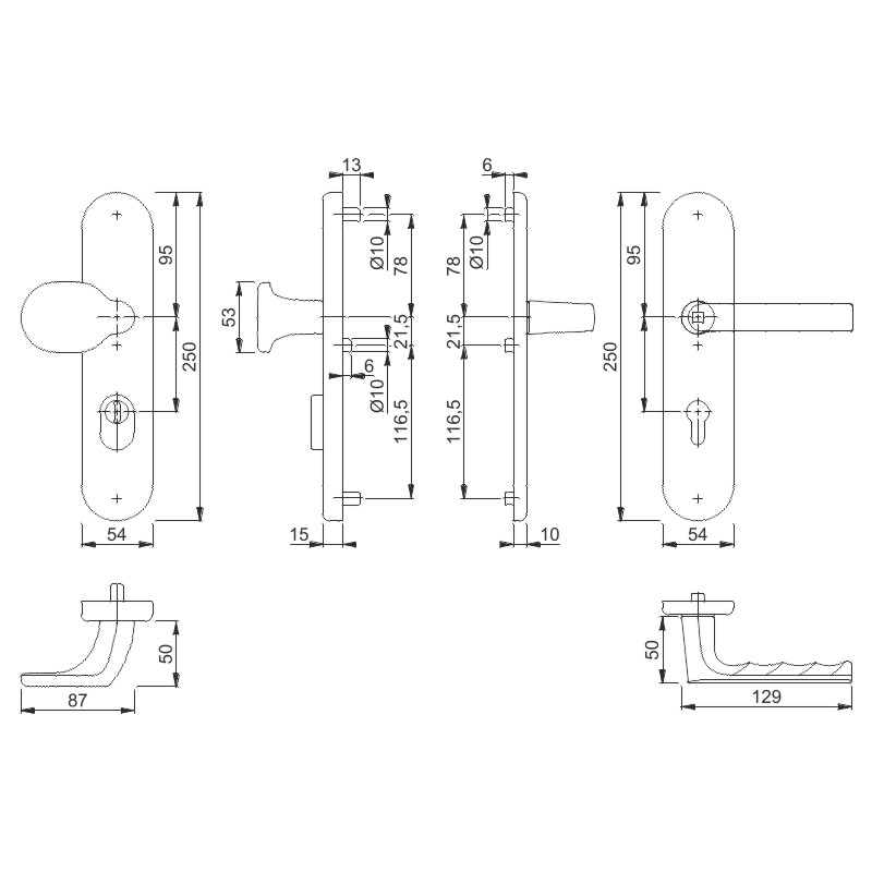 Schutzwechselgarnitur 86G/3332ZA/3310/1700 SST ES1 PZ F31-1 67-77 mm Türstärke Produktbild BIGSKZ L
