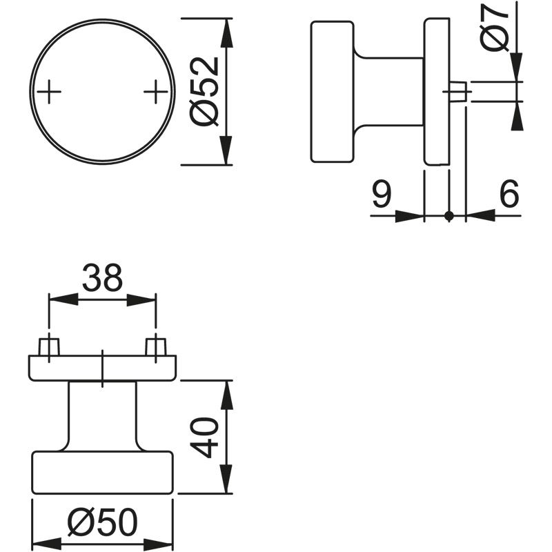 HOPPE Knopf fest auf runder Rosette *58/42KV* Produktbild BIGSKZ L