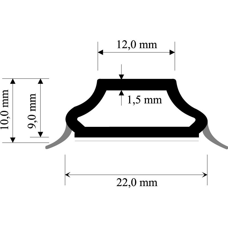 Antik-Sprosse 12mm SK Lg. 6,00m mit zwei silbergrauen Weichlippen, VE: 60m Produktbild BIGSKZ L