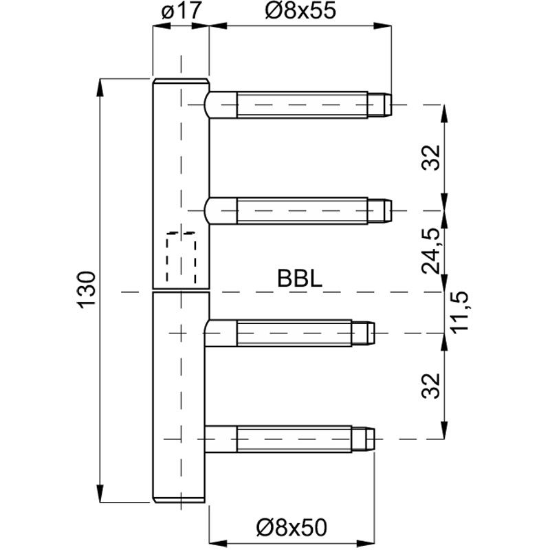 ANUBA Haustür-Einbohrband Triplex 217-3D Produktbild BIGSKZ L