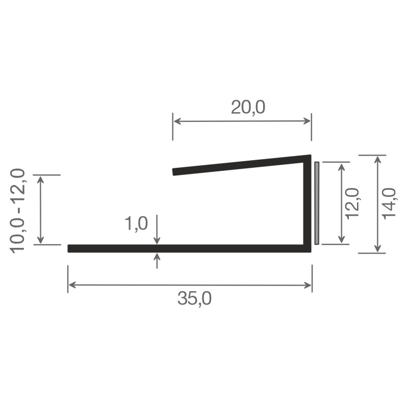 U-Profil 35x14x20mm SK Lg. 6,00m Weiß, VE: 60m Produktbild BIGSKZ L