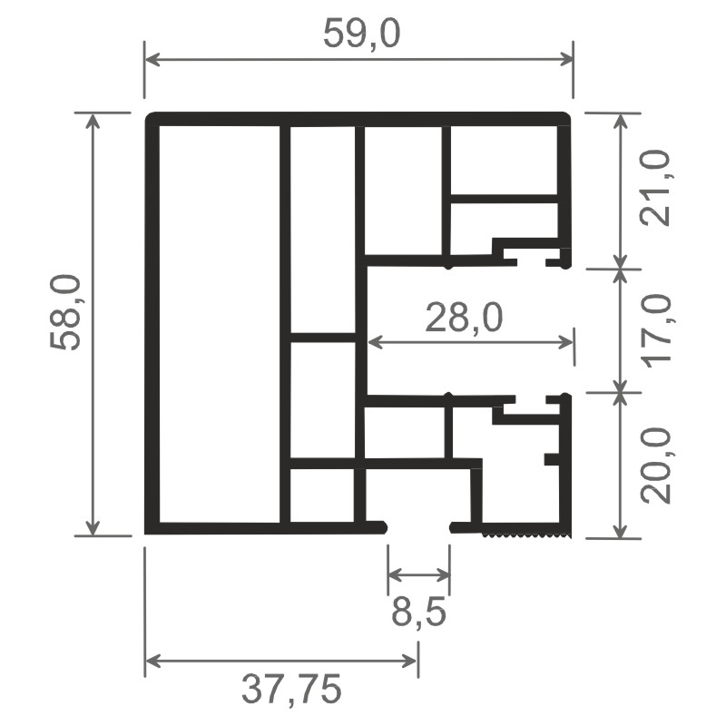 Rollladenführung Klinker 59x58mm Lg. 6,00m Weiß, VE: 36 m Produktbild BIGSKZ L