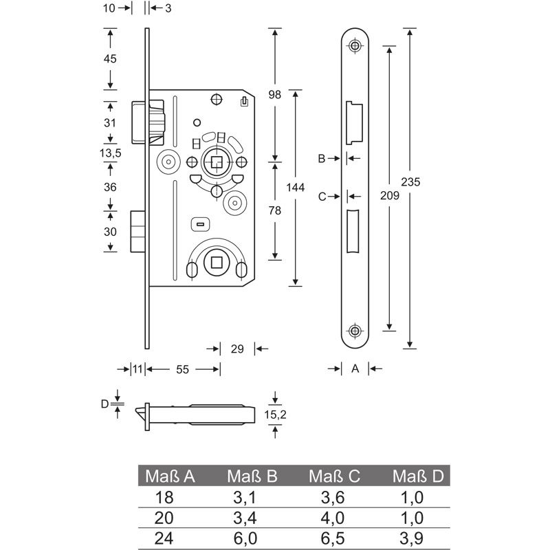 Einsteckschlösser Klasse 2 Soft-Lock - Innentüren *BAD* Produktbild BIGSKZ L