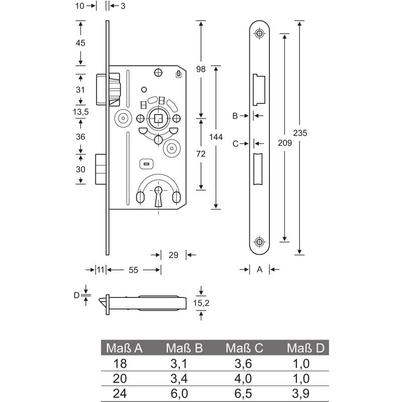Einsteckschlösser Klasse 2 Soft-Lock - Innentüren *BB* Produktbild BIGSKZ L