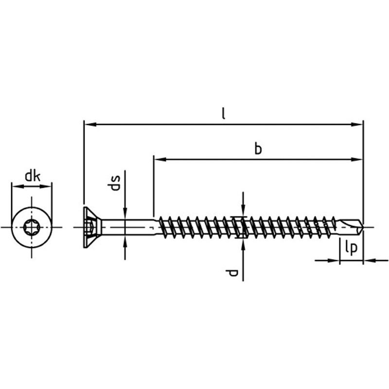 SP-Drill Holzbauschraube mit Bohrspitze Senkkopf TX Edelstahl Teilgewinde Produktbild BIGSKZ L