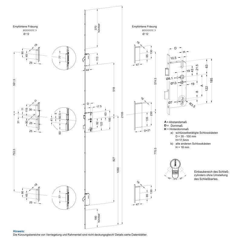 WINKHAUS Sicherheits-Tür-Verriegelung F24/45 hookLock M2 mit 2 Schwenkriegeln Produktbild BIGSKZ L
