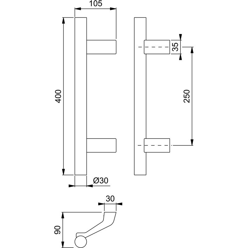 HOPPE Türgriff E5014 mit gekröpften Stützen Produktbild BIGSKZ L