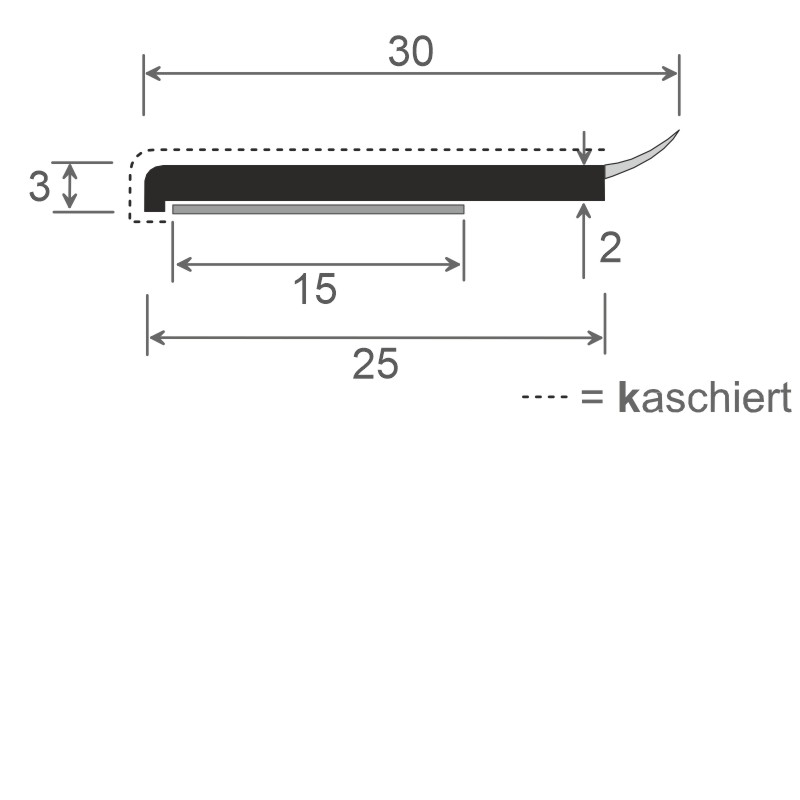 Flachprofil 30x3mm WL SK Lg. 6,00m foliert, WL Schwarz 314 9008-167 Eiche Rustikal Produktbild BIGSKZ L