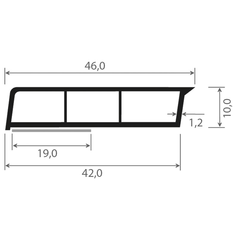 Kammerprofil 46x10mm SK Lg. 6,00m trapezförmig, Weiß, VE: 60m Produktbild BIGSKZ L