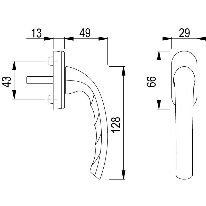 Fenstergriff 0710/U26 10/37 2xM5x45 Hilzinger F9016 Produktbild BIGSKZ L