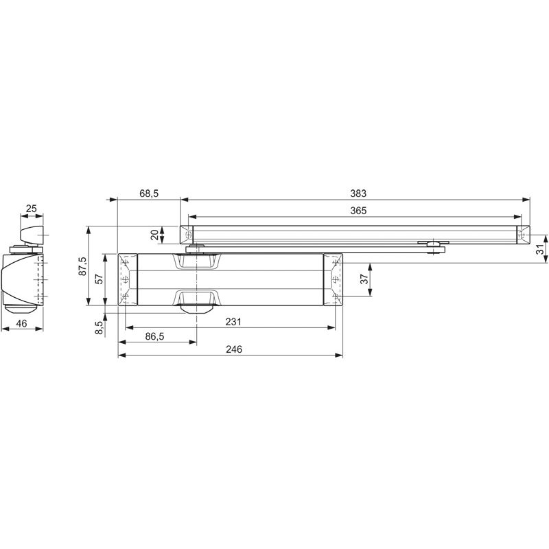 DORMAKABA Türschliesser TS 90 Impulse EN 3/4 mit Gleitschiene Produktbild BIGSKZ L